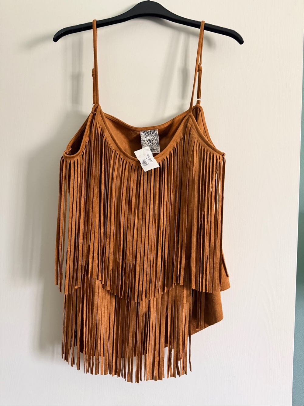 Vocal Fringe Tank Top XL NWT Brown Boho Western